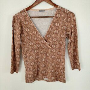 Vintage Naf Naf V Neck Top Large Floral Y2K 90s Viscose Blend